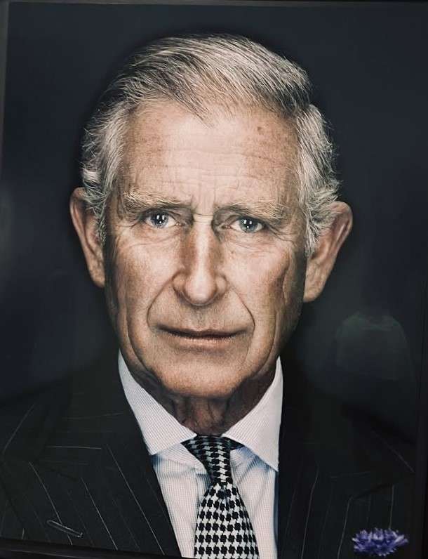 Painting of King Charles with black background in National Portrait Gallery in London